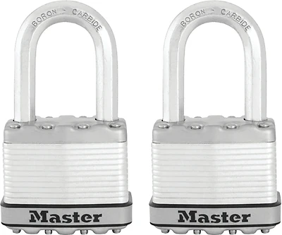 Master Lock Magnum M5XTLF Keyed Padlock, 2-In., 1.5-In. Shackle, 2-Pack