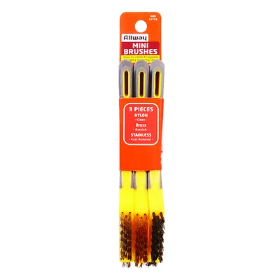 Allway AMB Mini Paint Brush Set, 3-Piece, Soft Grip Handle