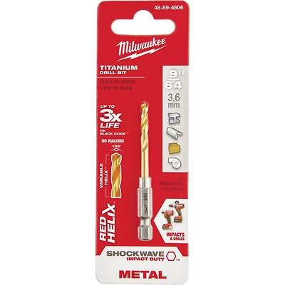 Milwaukee 48-89-4606 Shockwave Impact-Duty Titanium Drill Bit, 9/64 In., Hex Shank