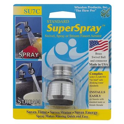 Whedon SU7C Kitchen Faucet Swivel Aerator, Brass, Dual Thread, Lead Free