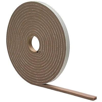1/2" W X 1/4" T X 17' L Brown Foam Weatherstrip Tape - Self-sticking