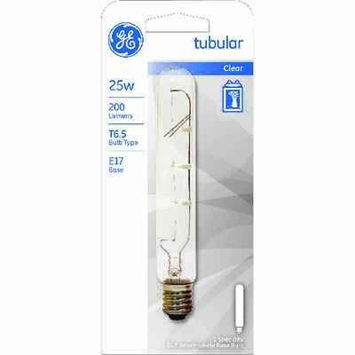 Tubular Light Bulb, Intermediate Base, 244 Lumens, 5.5 In., Clear, 25 Watt