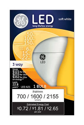 LED 3-Way Light Bulb, Soft White, A21 Medium Base, 5/12/17 Watt