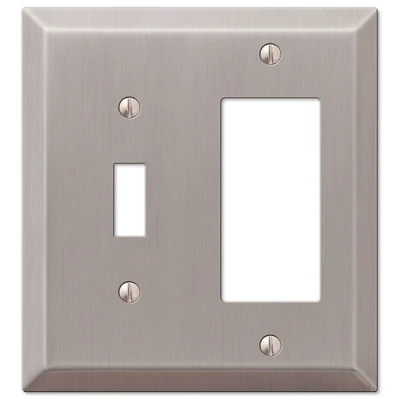 Westek 163TRBN Century Wall Plate, Brushed Nickel Steel, 1 Toggle/1 Rocker, 2-Gang