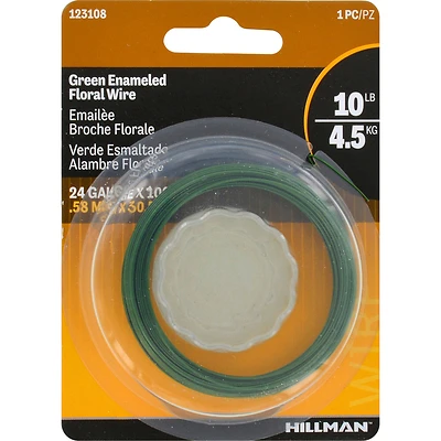 Hillman 123108 Green Floral Wire, 24-Gauge, 100-Ft.