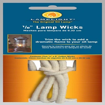 Lamplight 9997 Round Cotton Lamp Wick, 1/8 In. x 8 In., 5-Pack