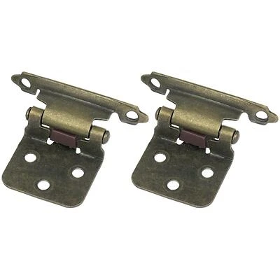 28705 Antique Brass Self-closing Overlay Hinge 2-pack With Screws