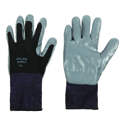 Atlas 370BL-08.RT Nitrile Dipped Work Gloves, Black/Gray, Large