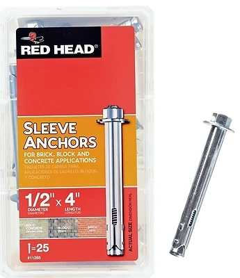 1/2 In. X 4 In. Steel Hex Sleeve Anchors (25 Pk) - Model 11285