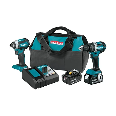 Makita XT269M LXT 18V Hammer Driver & Impact Driver Combo Kit, 2 Batteries