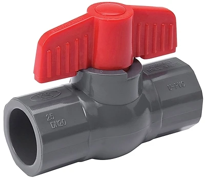Solvent Ball Valve, Gray PVC, 2 In.
