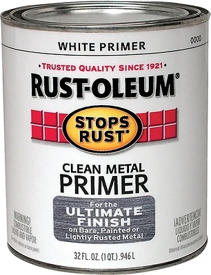 Rust-Oleum 7780502 Stops Rust Clean Metal Primer, Flat White, 1 Qt