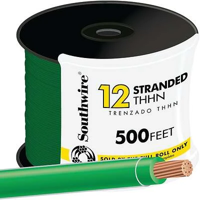 Building Wire, 12 Stranded, Green, 500 Ft.