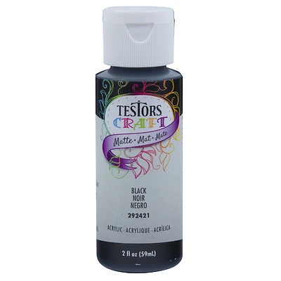 Testors 292421A Acrylic Craft Paint, Matte Black, 2 Oz