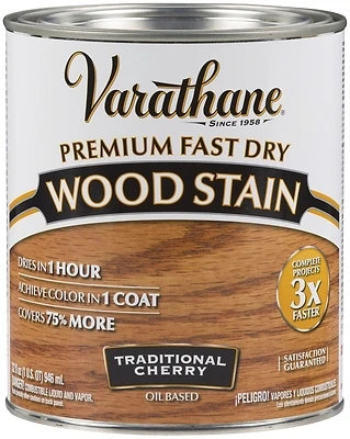 Varathane 262008 Fast Dry Interior Wood Stain, Oil-Based, Traditional Cherry, 1-Qt.