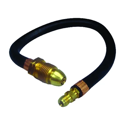 US Hardware RV-339B Propane Hose, 1/4 in, 15 in L, POL x Male Flare, Rubber, Black/Brass