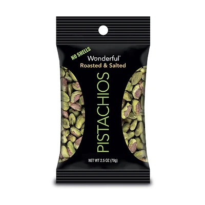 Wonderful 114789 Roasted and Salted Pistachios, No Shell, 2.5 Oz