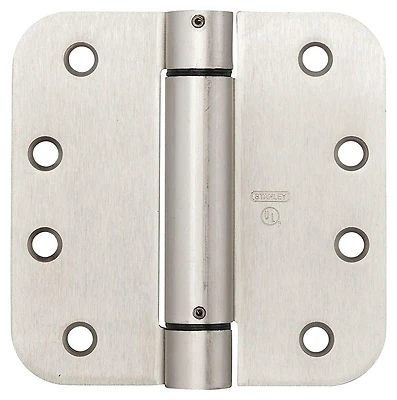 Spring Door Hinge, Adjustable, Nickel, 4 In.