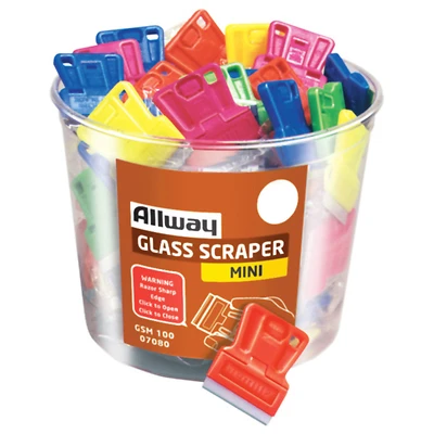 Allway GSM100 Mini Glass Scraper, 1-1/2 In. Blade, 100 Pack