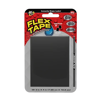Flex Seal Flex Minis TFSBLKMINI Flex Tape, 3 in L, 4 in W, Rubber Backing, Black