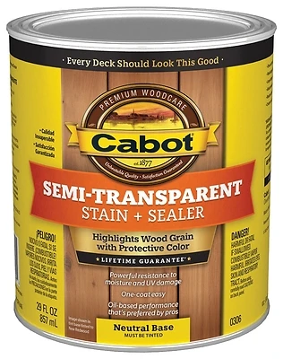140.0000306.005 Semi-transparent Deck And Siding Stain, Neutral Base, 1 Quart