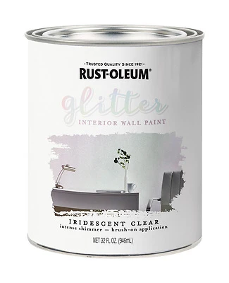 Rust-Oleum 323860 Craft Paint, Flat, Iridescent Clear Glitter, 1 Qt