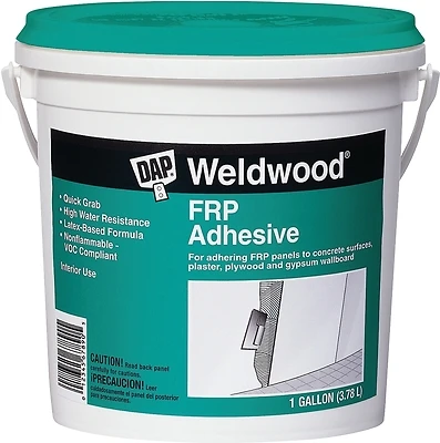 Dap 60480 Weldwood FRP Panel Adhesive, White, 1 Gallon Pail