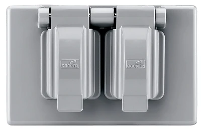 Eaton Cooper Wiring S1962 Weatherproof Outlet Cover, 1-Gang, Gray