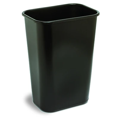 4114bk Rectangular Waste Basket, 41.125 Quart, Plastic, Black