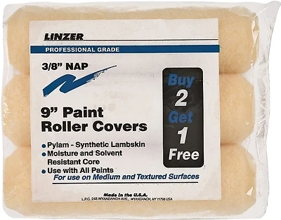 Rs1433 Paint Roller Cover Set, 9 In. X 3/8 In., 3-pack, Heavy-duty
