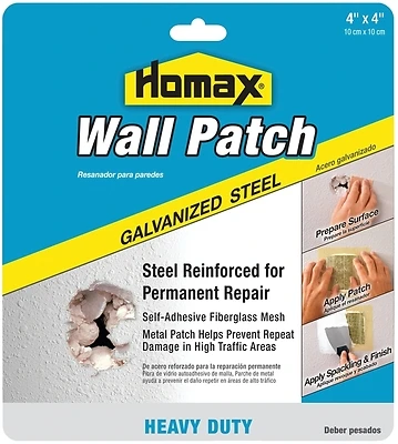 5504 4" X 4" Heavy-duty Self-adhesive Wall Patch - Galvanized Steel Repair Patch