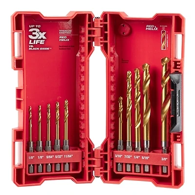 Milwaukee 48-89-4633 Shockwave Impact Duty Titanium Drill Bit Set, 1/8-3/8 In., 10-Piece