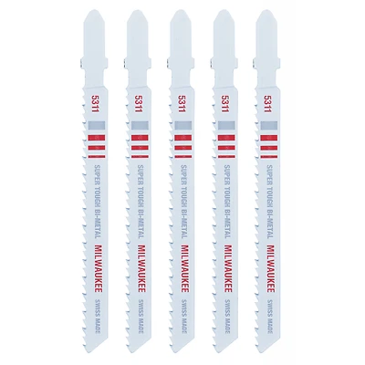 Milwaukee 48-42-5311 Bi-Metal T-Shank Jig Saw Blade, 4 In., 10 TPI, 5 Pk