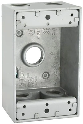 5331-0 Single Gang 5-outlet Weatherproof Outdoor Electrical Box, Gray