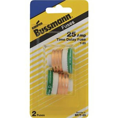 Bussmann BP/T-25 Plug Fuse, 20 A, 125 V, 10 kA Interrupt, Time Delay Fuse, Plastic Body