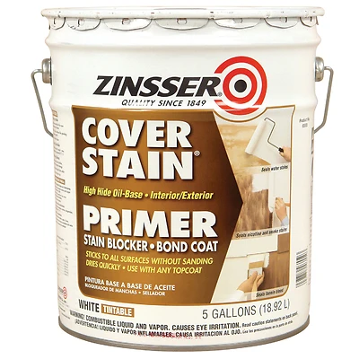 Zinsser 3550 Cover-Stain Oil-Base Primer and Sealer, White, 5 Gallon
