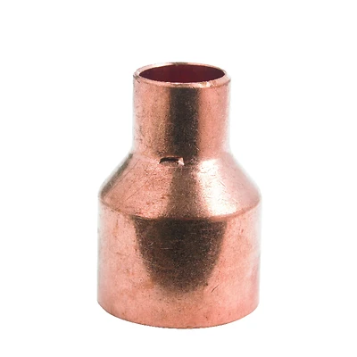 Copper Pipe Reducer Coupling With Stop, 1 x 1/2 In. CxC
