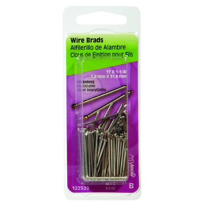 Hillman 122529 Stainless Steel Brad Nails, 1-1/4 In. x 17 Gauge, 2 Oz.