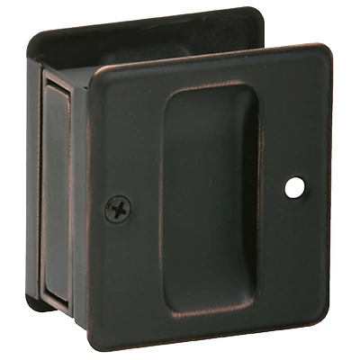 Aged Bronze Pocket Door Pull For 1-3/8 To 1-1/2 Inch Thick Doors