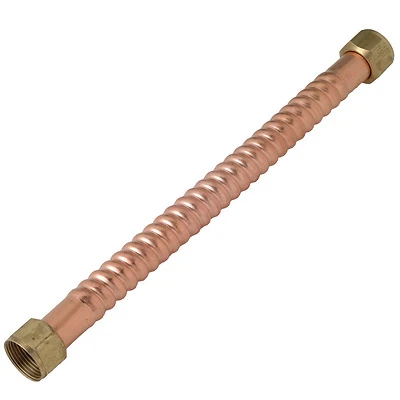 Water Heater Connector, Corrugated Copper, 3/4 FIP x 24 In.