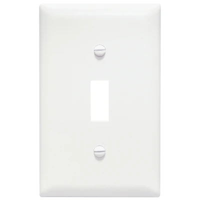 Pass & Seymour Wall Plate, 1-Gang, Single Toggle, White Nylon