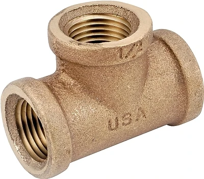 Pipe Fittings, Brass Tee, Lead Free, 90-Degree, 1 In.