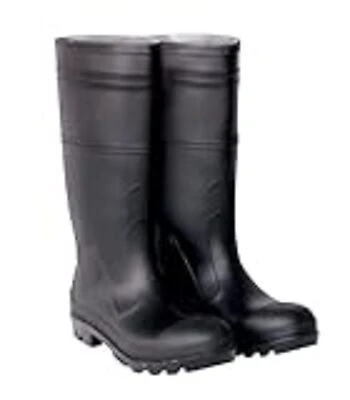 Men's Size 8 Black Pvc Rubber Boot - 16 Inch Plain Toe