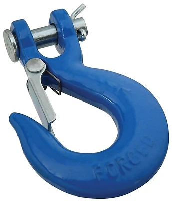 Clevis Slip Hook With Latch, Blue, 1/4 In.