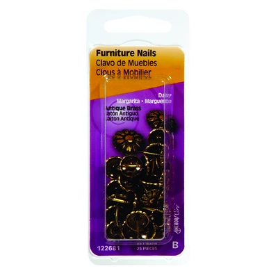 Hillman 122681 Furniture Nail, Daisy Head, Antique Brass, 25-Pk.