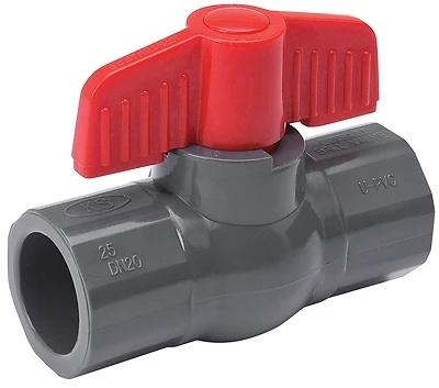 Solvent Ball Valve, Gray PVC, 3/4 In.