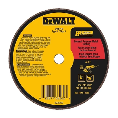 Small Diameter Cutoff Wheel, 3/8 x 1/16 x 4 In.