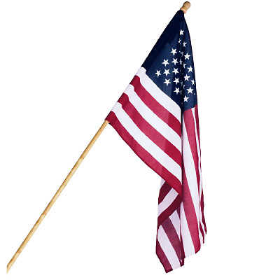 U.S. Flag Set, Polycotton, 5 Ft. Wood Pole, 2.5 x 4 Ft.