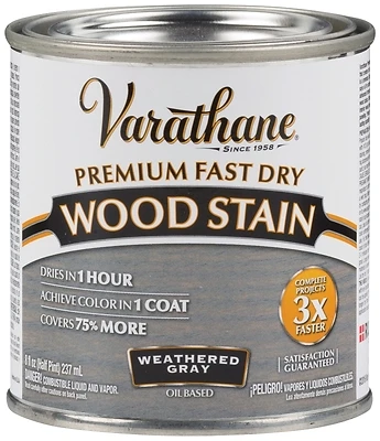 Varathane 269398 Fast Dry Interior Wood Stain, Oil-Based, Weathered Gray, 1/2-Pt