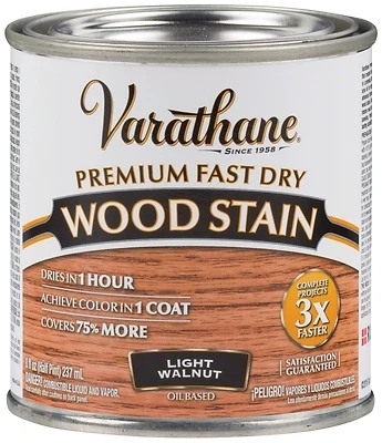 Varathane 262034 Fast Dry Interior Wood Stain, Oil-Based, Light Walnut, 1/2-Pt.